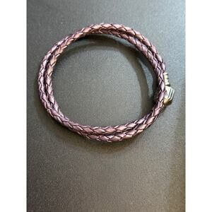 Pandora Double Leather Bracelet S925 ALE size 6 Purple